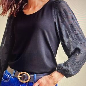 Soft Surroundings Emilie Black Blouse Size Large